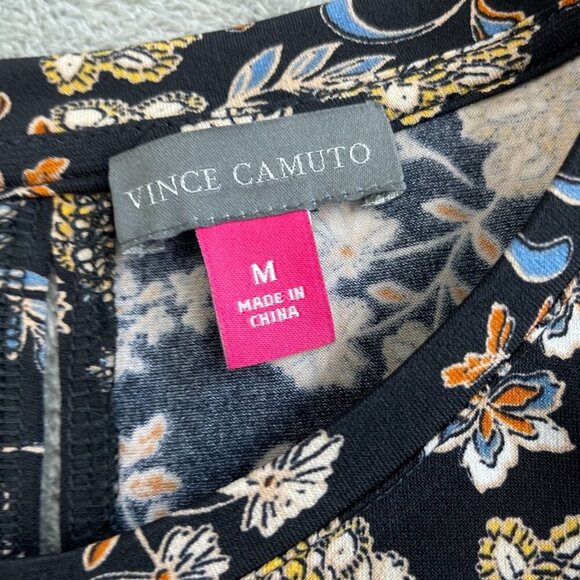 Vince Camuto M Floral Sleeveless Romper Black/Gold Womens NWT 0103 - Picture 3 of 11